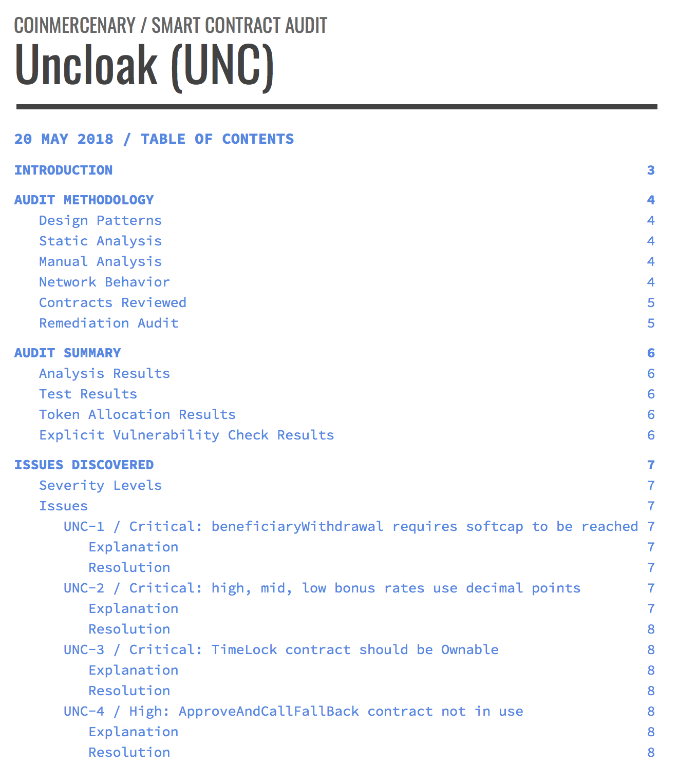 Example Smart Contract Audit Report